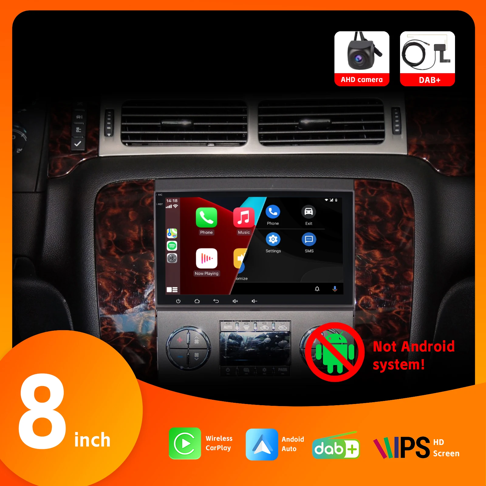 

8" IPS Touch Screen Car Radio with DAB+ BT Wireless Carplay Android Auto for GMC Sierra Yukon Chevrolet Buick Chevy Silverado