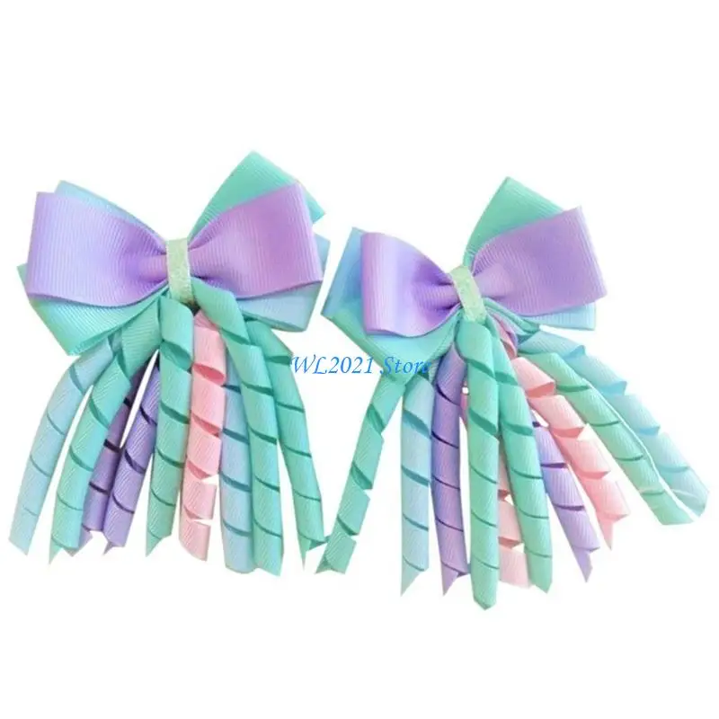 

G5GC 1pair Bowknot Pattern Hair Clip Durability Childrens Beaded Hair Barrettes