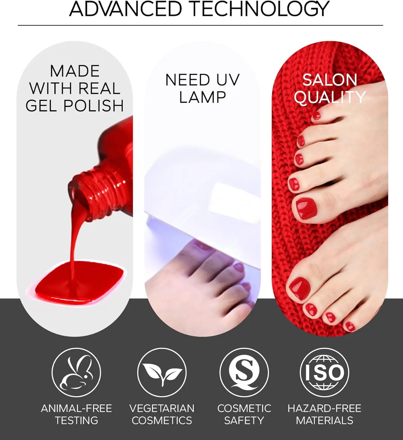34Tips Flash Powder French White Semi cured UV Gel Nail Sticker Nude Color Toe Nails Wearable Short Flat Shape Foot Toe Stickers