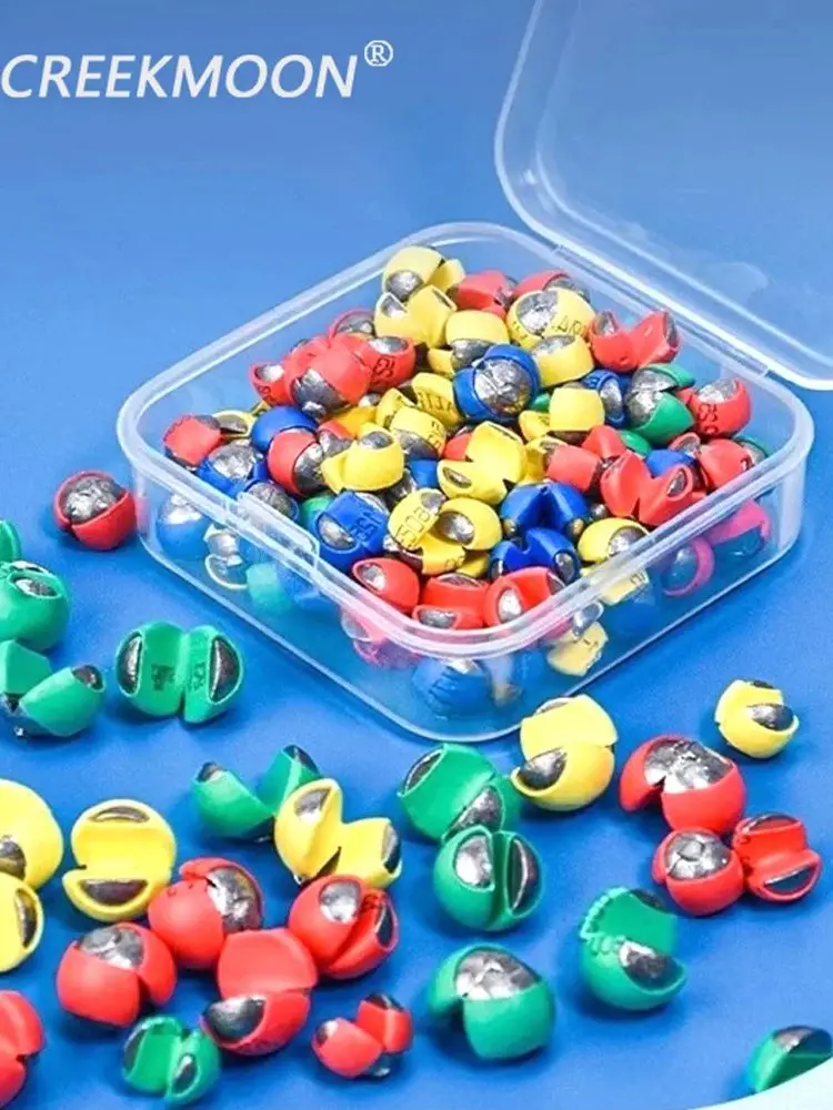 50-teiliges Schnellöffnungs-Angelblei-Set, Runde Bissgewichte, Bissclip, Wickelkleber, Schadet der Schnur nicht, Felsangel-Ausrüstung