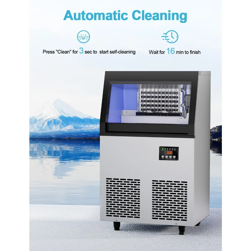 

Commercial Ice Maker Machine, 200 lbs/24H Under Counter Ice Machine, Stainless Steel Freestanding Ice Makers for Restaurant