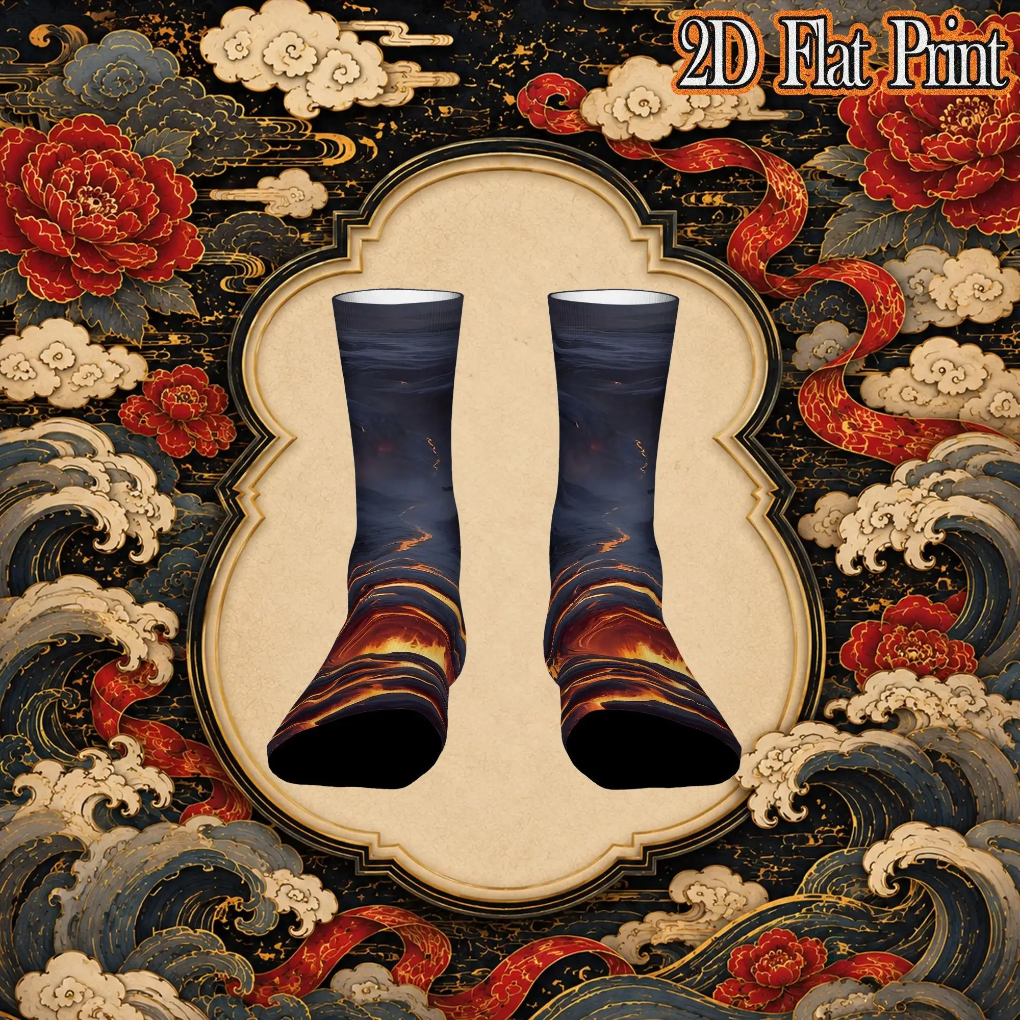 Fashion Retro Molten Lava Apron Crazy Men's  Crew Sock Unisex  Funny  compression Socks
