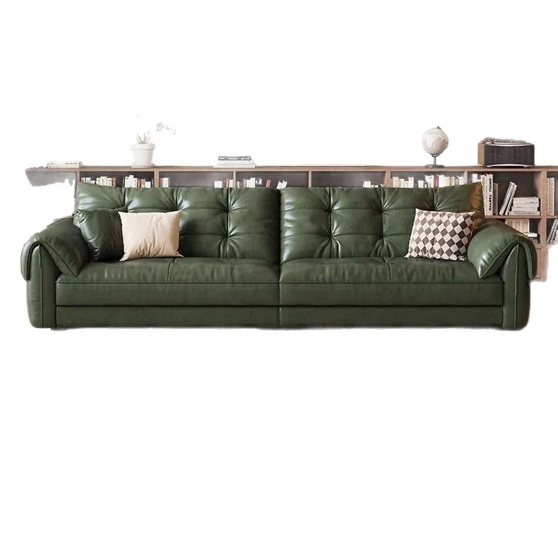 

Medieval leather sofa, household light luxury oil wax leather sand