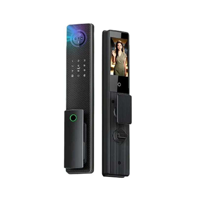 Sinovo  Premium Tuya Smart  Fully Automatic 3D Face Recognition Door Lock with 4.5 Inch  Indoor Display Screen for Security