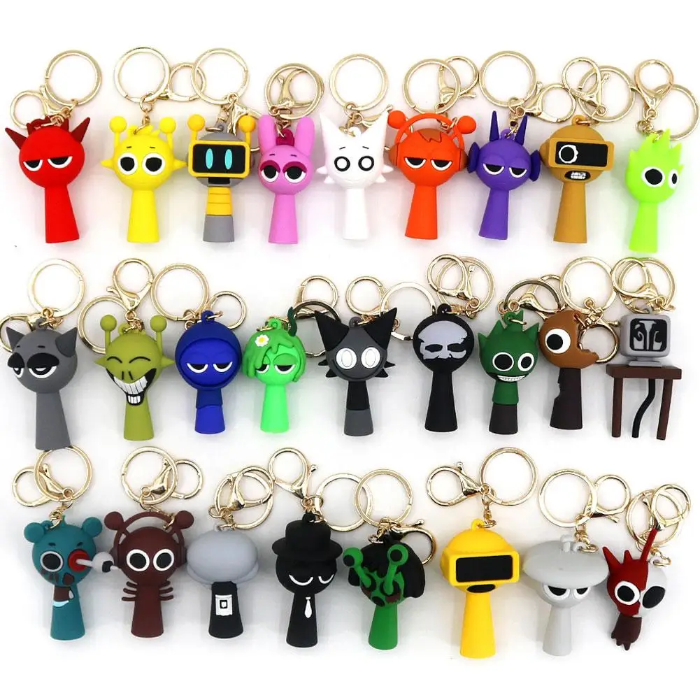 Game Sprunki Keychain Cartoon Doll Keyring For Men Women Fans Gifts Sprunki Oren Raddy Gray Brud Vineria Doll Keyring