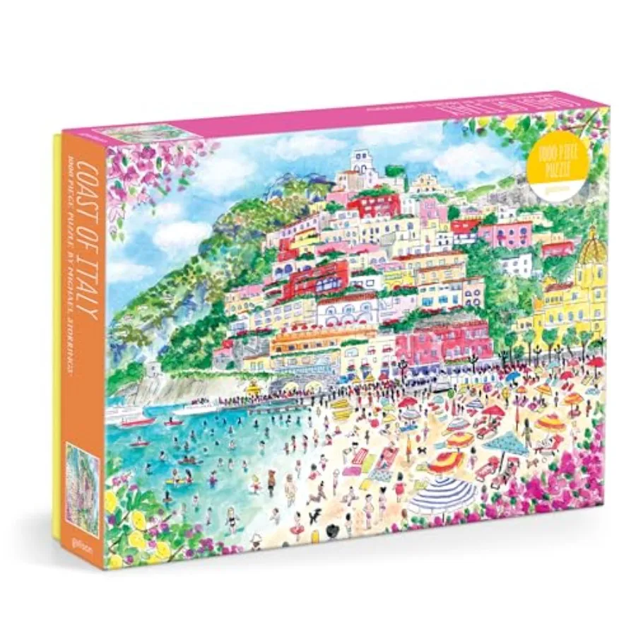 

1000 Pcs Michael Storrings Jigsaw Puzzle Featuring Beautiful Artwork of Positano Italy Summer Beach