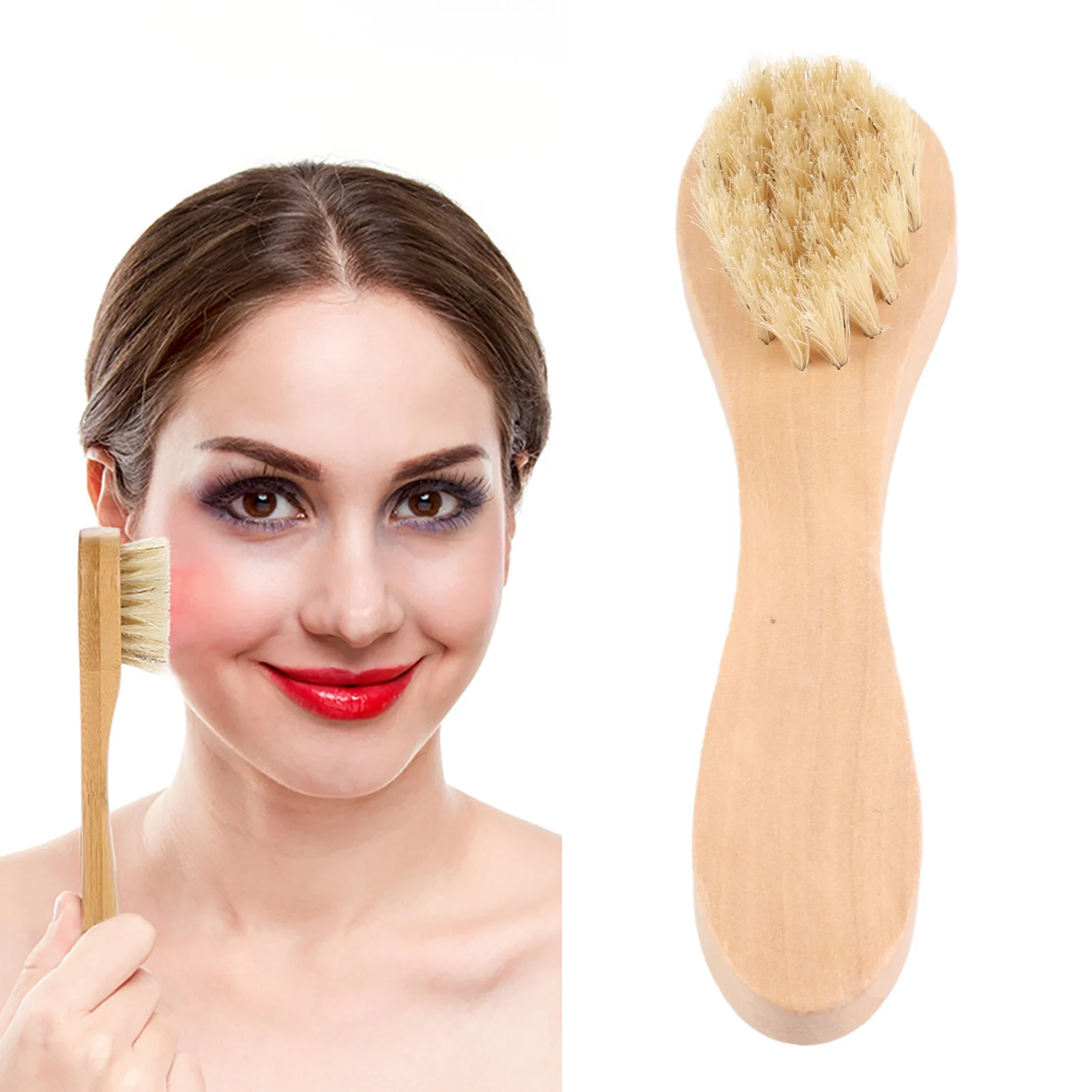 Escova de cuidados com a pele, beleza, cabo de madeira, lavagem de cabelo macio, ferramenta facial, limpeza profunda da pele, esfoliante, escova de massagem, uso seco e molhado, 1 peça