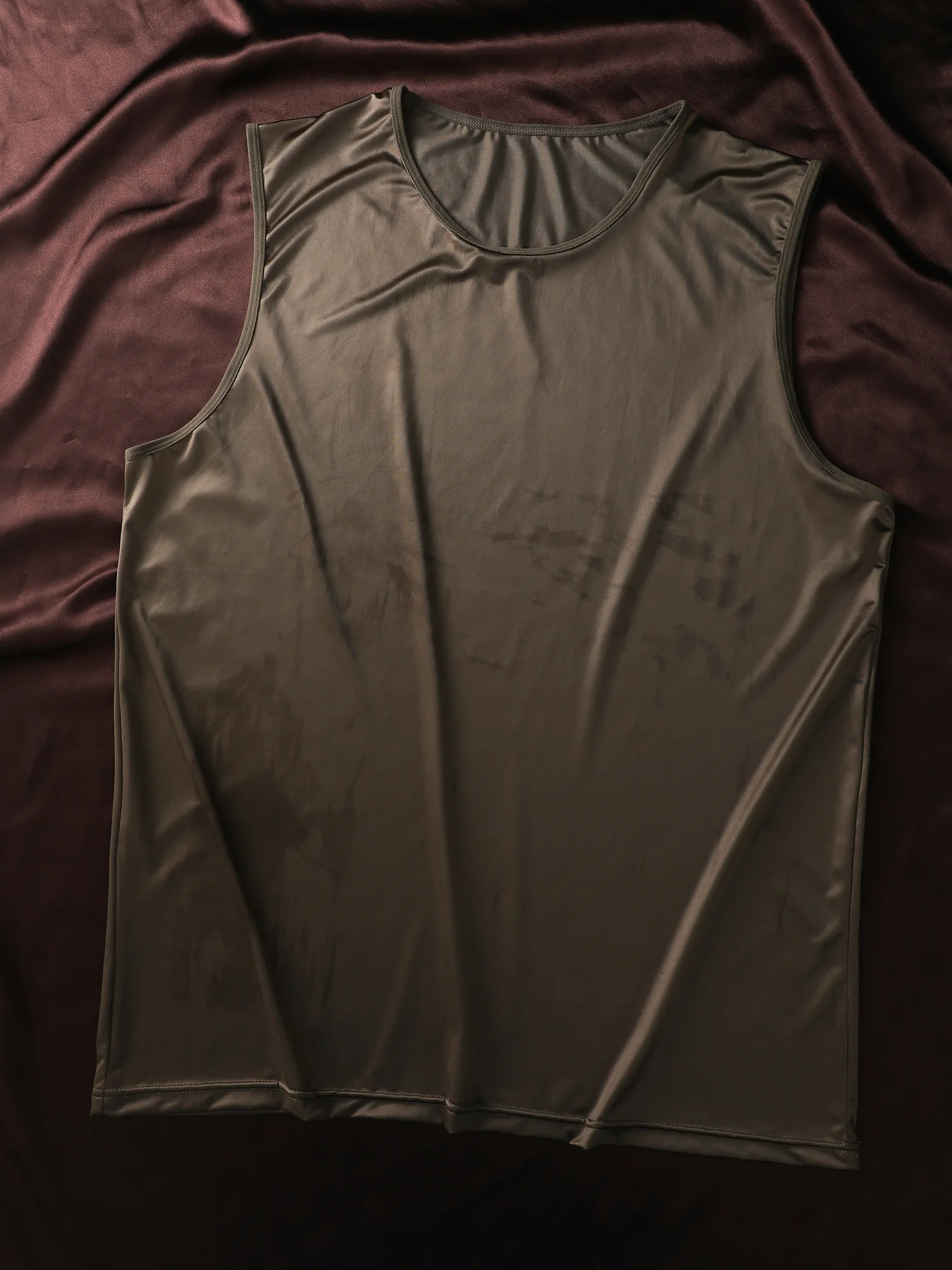BIWEIER Men's Silk Ice Fiber Sleeveless Vest, Simple and Versatile, Breathable and Cool, Smooth Skin-Friendly