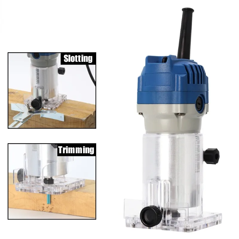 New Woodworking Electric Trimmer Wood Milling Engraving Slotting Trimming Machine Hand Carving Router Woodworking Tools