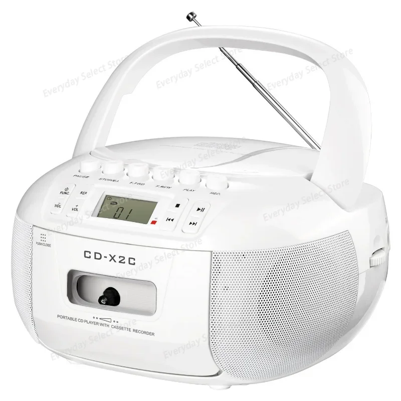 CD Cassette Boombox Combo with Bluetooth and AM FM Radios Portable Cd Tape Recorder with USB,DC AC Powered