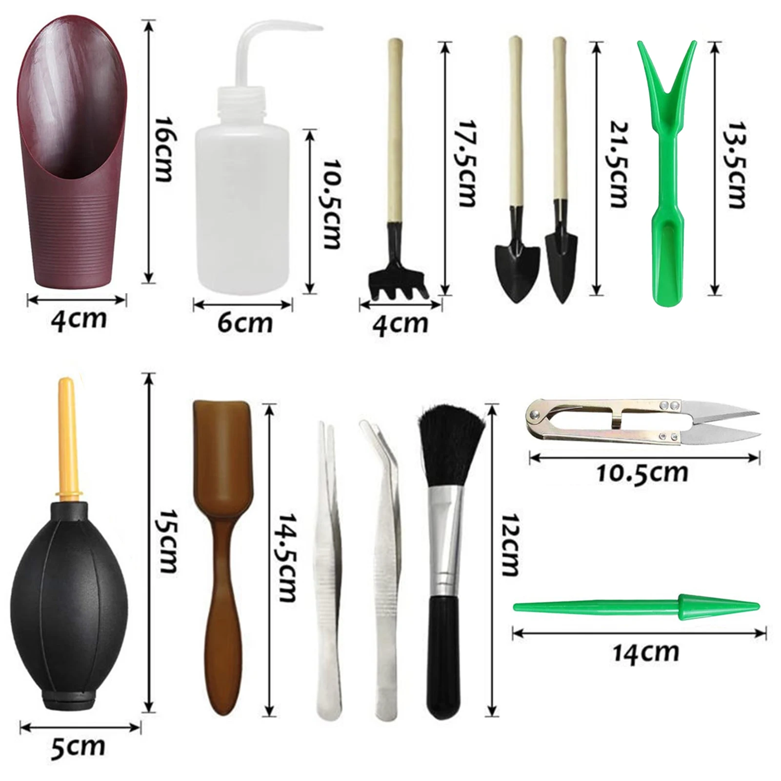 13Pcs Garden Planting Tool Set Seedling Transplanting Tool Bonsai Succulent Miniature Planting Tool Set Shovel Rake Spade Set