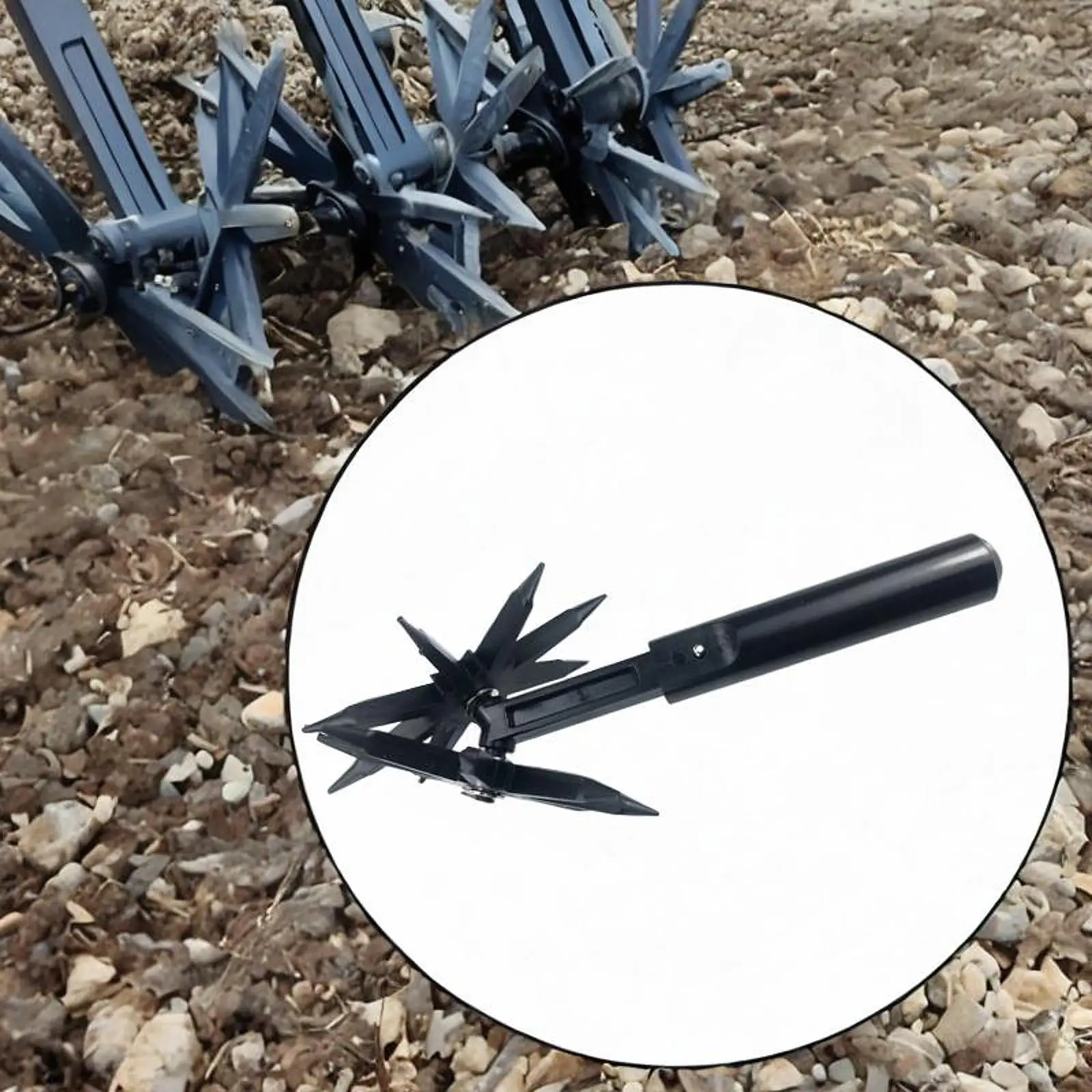 

Rotary Tiller Compact Manual Crumbler Soil Cultivator Soil Loosening Hand Tiller Gardening Tool for Reseeding Grass Soil Mixing