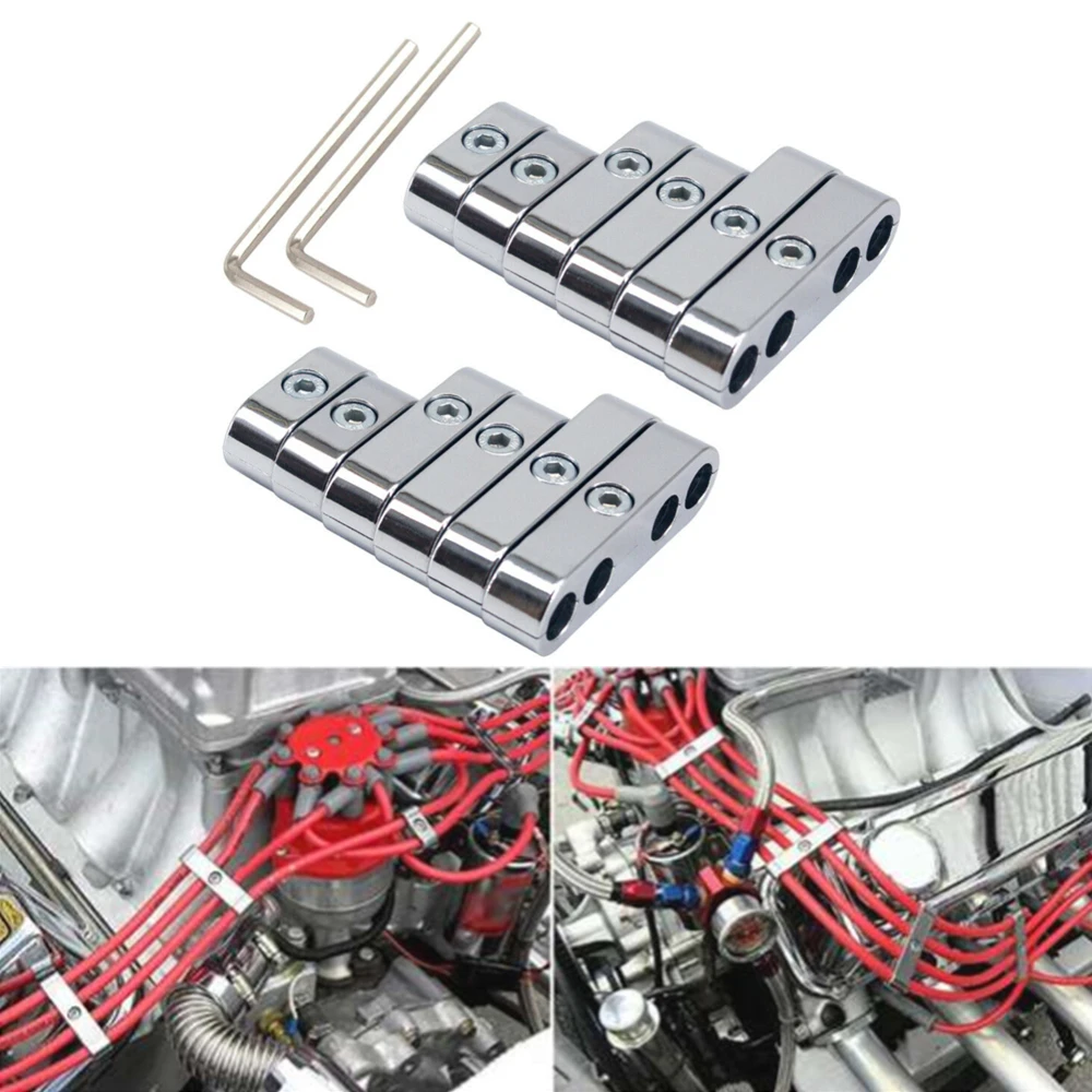 

2 Sets 7mm 8mm Chrome Spark Plug Wire Separators Looms for Mopar Ford Chevy 9723