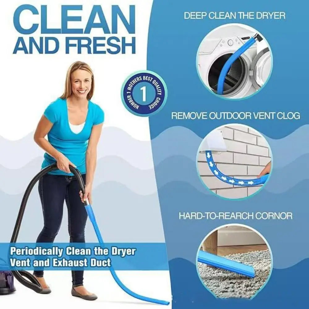 

Dryer Vent Cleaner Kit Vacuum Hose Attachment Compatible with All Vacuum Cleaner, Quickly Lint Remover Cleaning Supplies