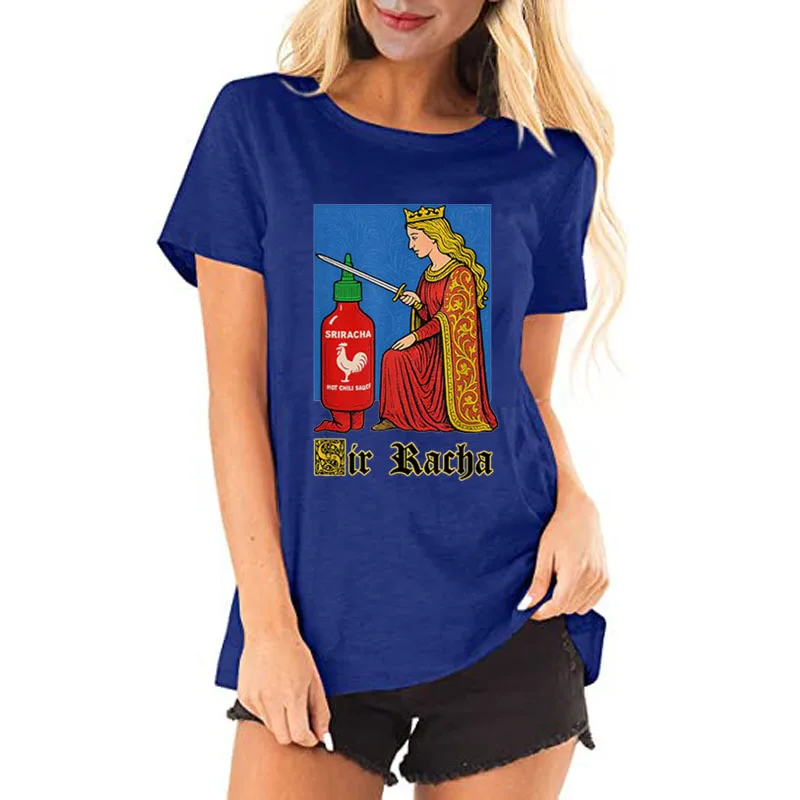 Lustiges Hot Sauce Art T-Shirt Vintage Humor Sriracha Hot Chili Sauce Grafik Outfit Neuheit Geschenk Y2k Design Kurzarmblusen