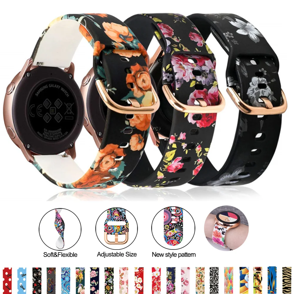 Printed Band for Samsung Galaxy Watch 6/5/5 pro/4/6 Classic/Active 2 Sport  22/20mm Bracelet Huawei/amazfit GTR-GTS-4-3-2e strap