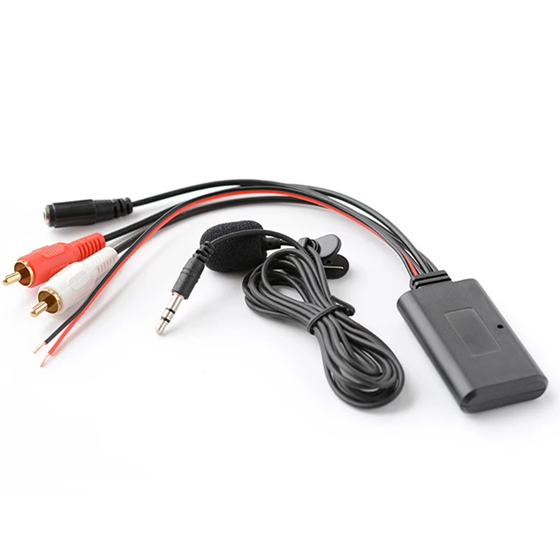 10Sets Car Bluetooth Module Wireless Music Adapter RCA AUX Audio Cable Handsfree Microphone For 2RCA AUX-IN Audio Input