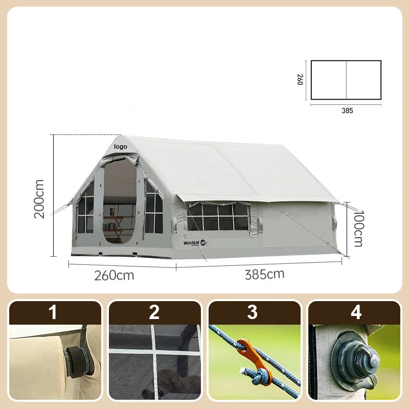 Spacious all-in-one inflatable tent for outdoor camping: waterproof, worry-free, fully automatic