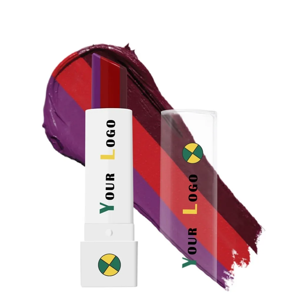 Logotipo personalizado lama labial vegana 3 cores mousse fosca brilho labial sólido marca própria batom natural à prova d'água duradouro nude vermelho matiz