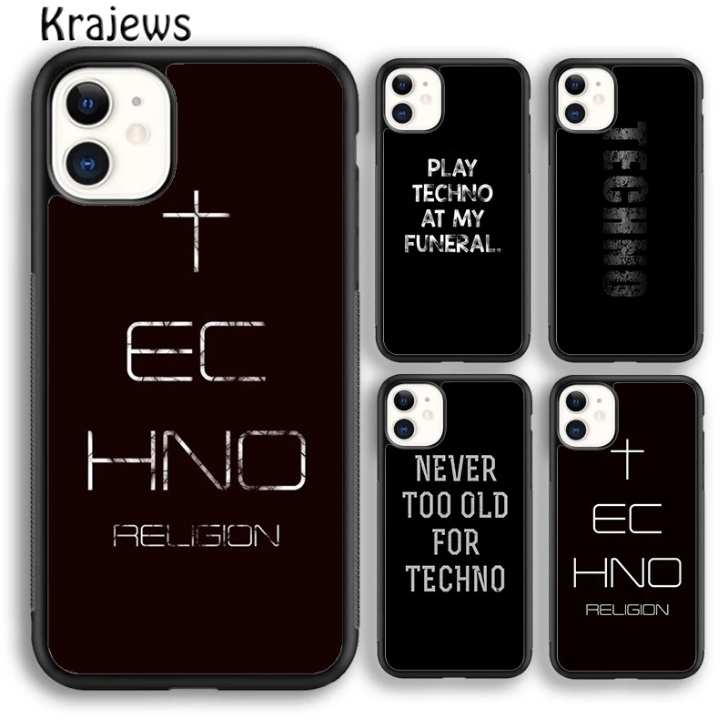 Krajews Love Techno Music Quotes Phone Case Cover For iPhone 16 15 14 plus XS XR 11 12 mini 13 pro max coque Fundas