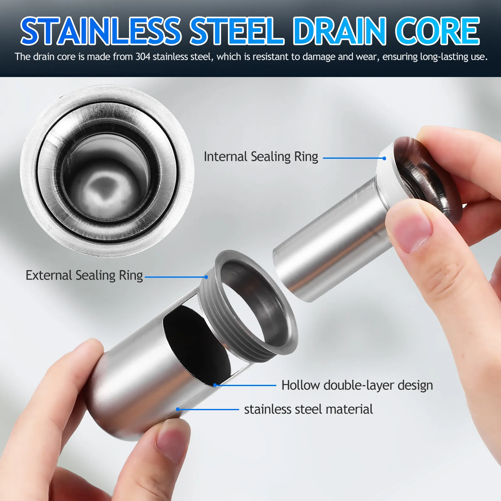 

Stainless Steel Floor Drain Core Backflow Preventer Fast Drainage Shower Kitchen Bathroom Sink Plug Stopper Anti Odor