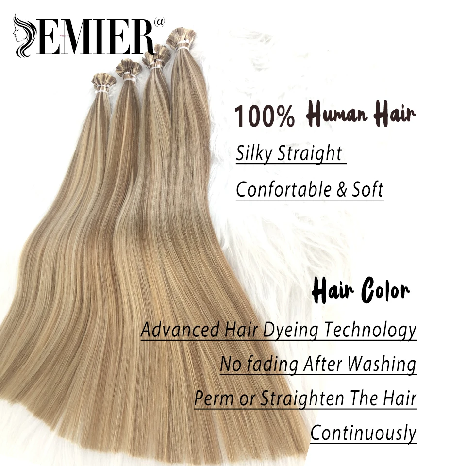 

Straight Hair Flat Tip Human Hair Extensions 12-26inch Natural Human Fusion Hair Extension 50s/Set Keratin Capsule Extensions