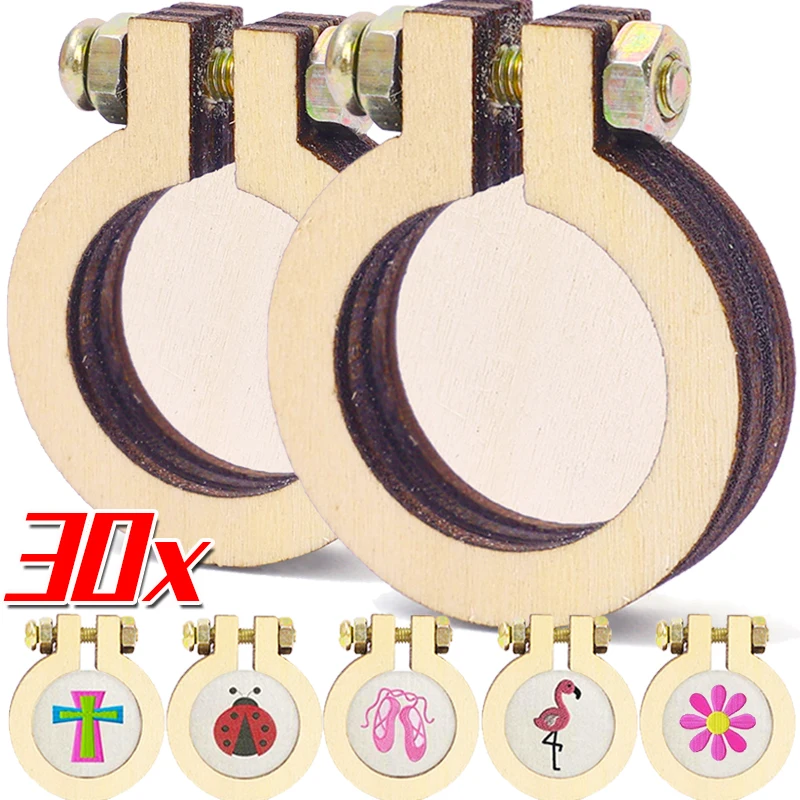 5/30PCS DIY Embroidery Hoop Ring Mini Wooden Cross Stitch Frame Handmade Pendant Crafts Kits Embroidery Circle Sewing Accessory