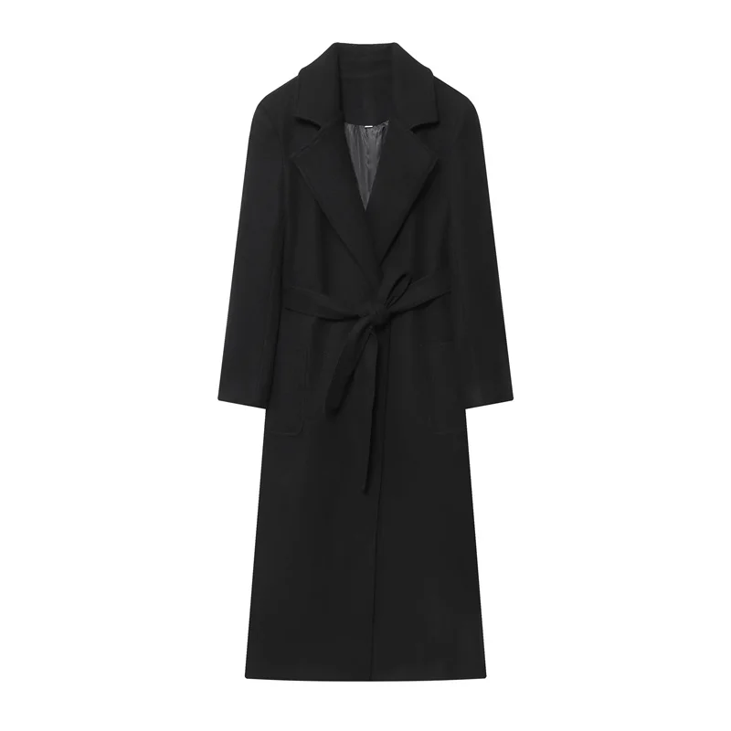 معطف نسائي شتوي جديد لعام 2025 بياقة واقفة ناعمة وحزام معطف أنيق غير رسمي من مزيج الصوف #5