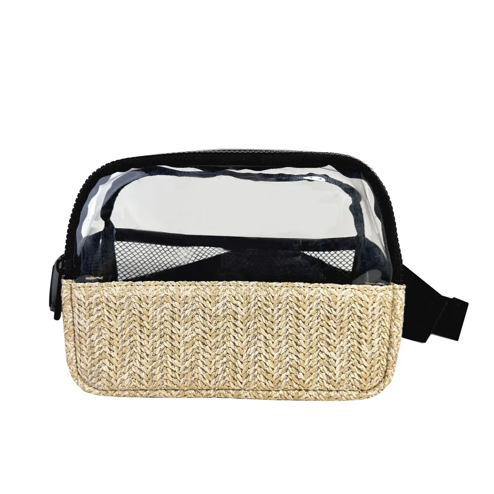 Boho Straw Crossbody Sling Bags Women Vintage Versatile Fanny Packs Female Fashion Simple Outdoor Portable Clear Waist Pack