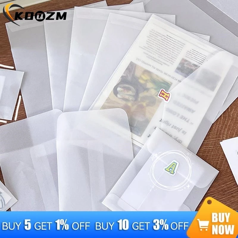 10PCS Semi-transparent Sulfuric Acid Paper Envelopes For DIY Postcard Card Storage Bag Wedding Invitation Gift Packing Bag