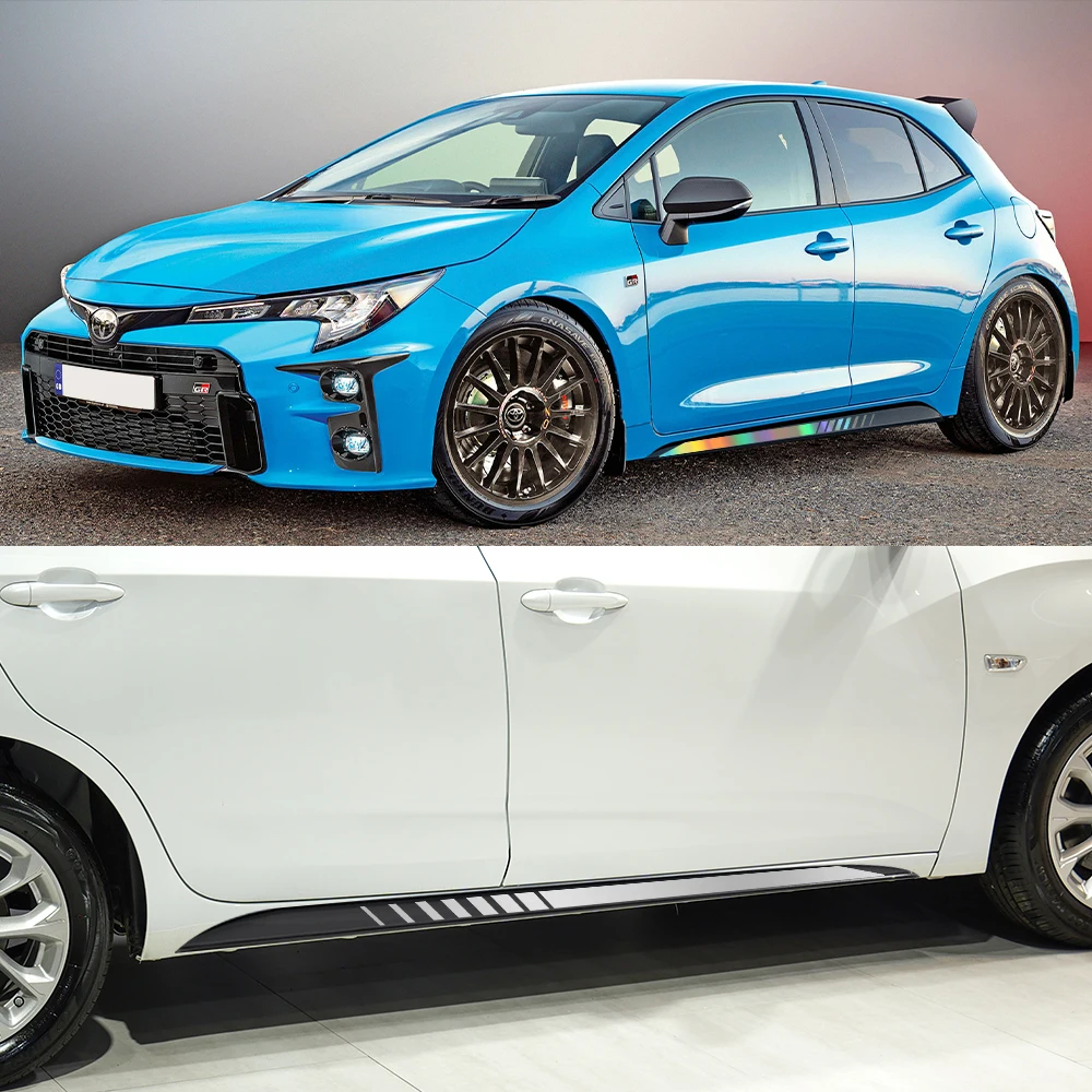 لتويوتا GR كورولا باب السيارة الجانب ملصق مجموعة ملصقات السيارات ملصق التصميم الفينيل فيلم الشارات مقاوم للماء اكسسوارات السيارات الخارجية