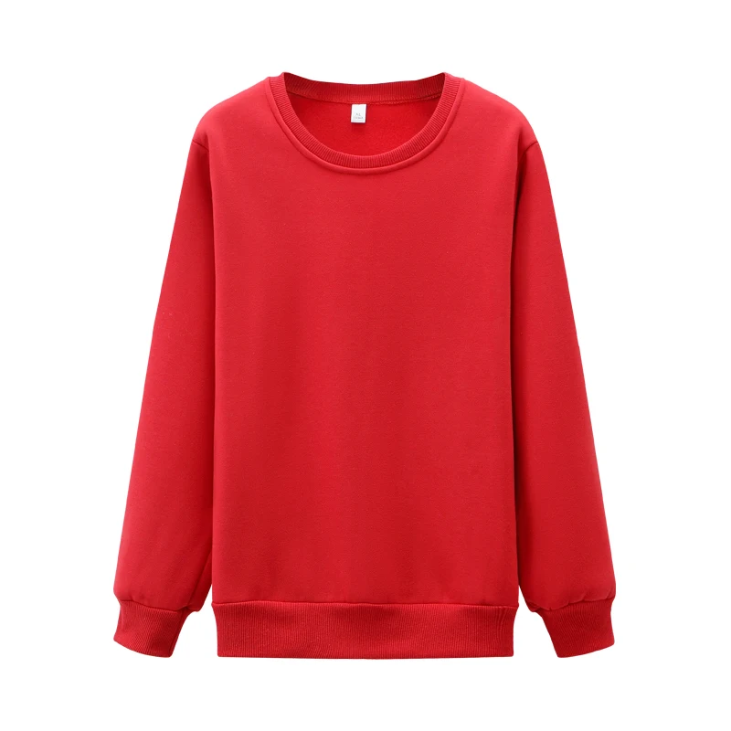

Lunar New Year Edition Red Sweatshirt Casual Thick Hoodies Women Autumn Winter Loose Plush Keep Warm Pullover O-neck Sweatshirt