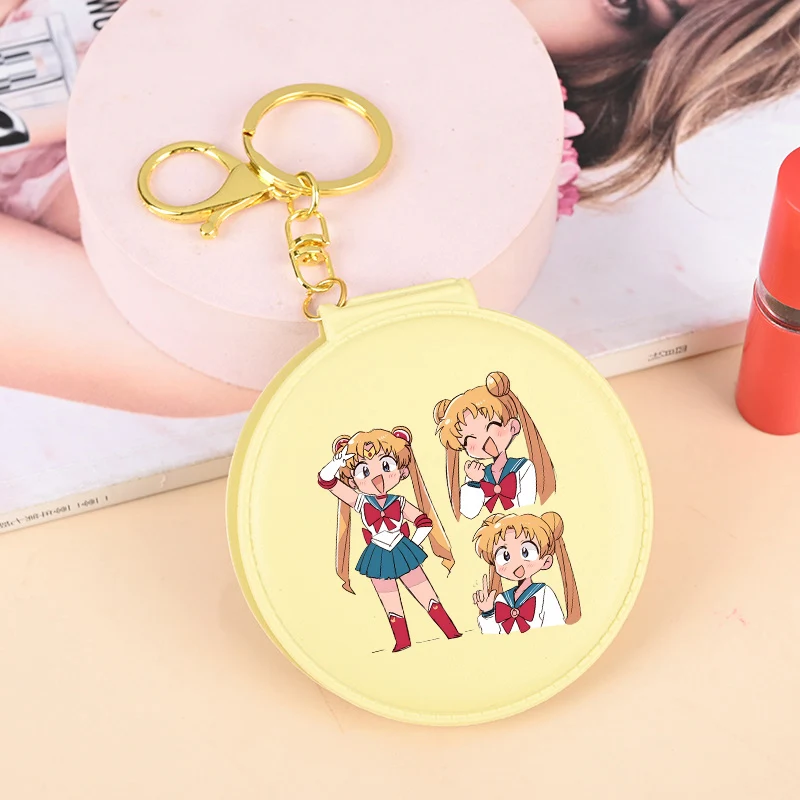 

Зеркало для макияжа «Сейлор Мун», складное, маленькое, круглое, модное, милое, для путешествий, портативное, с мультяшным дизайном