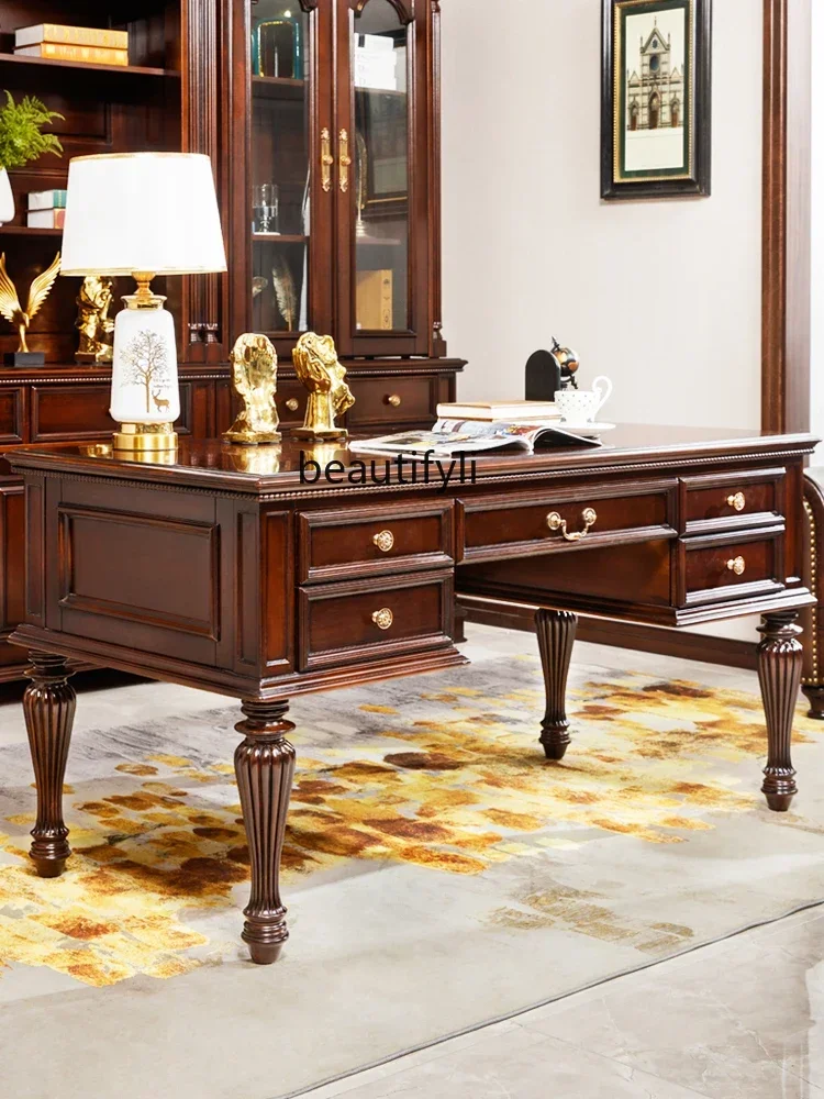 182C High-end American solid wood desk cherry wood all solid wood computer desk 1.5 meters computer desk study furniture