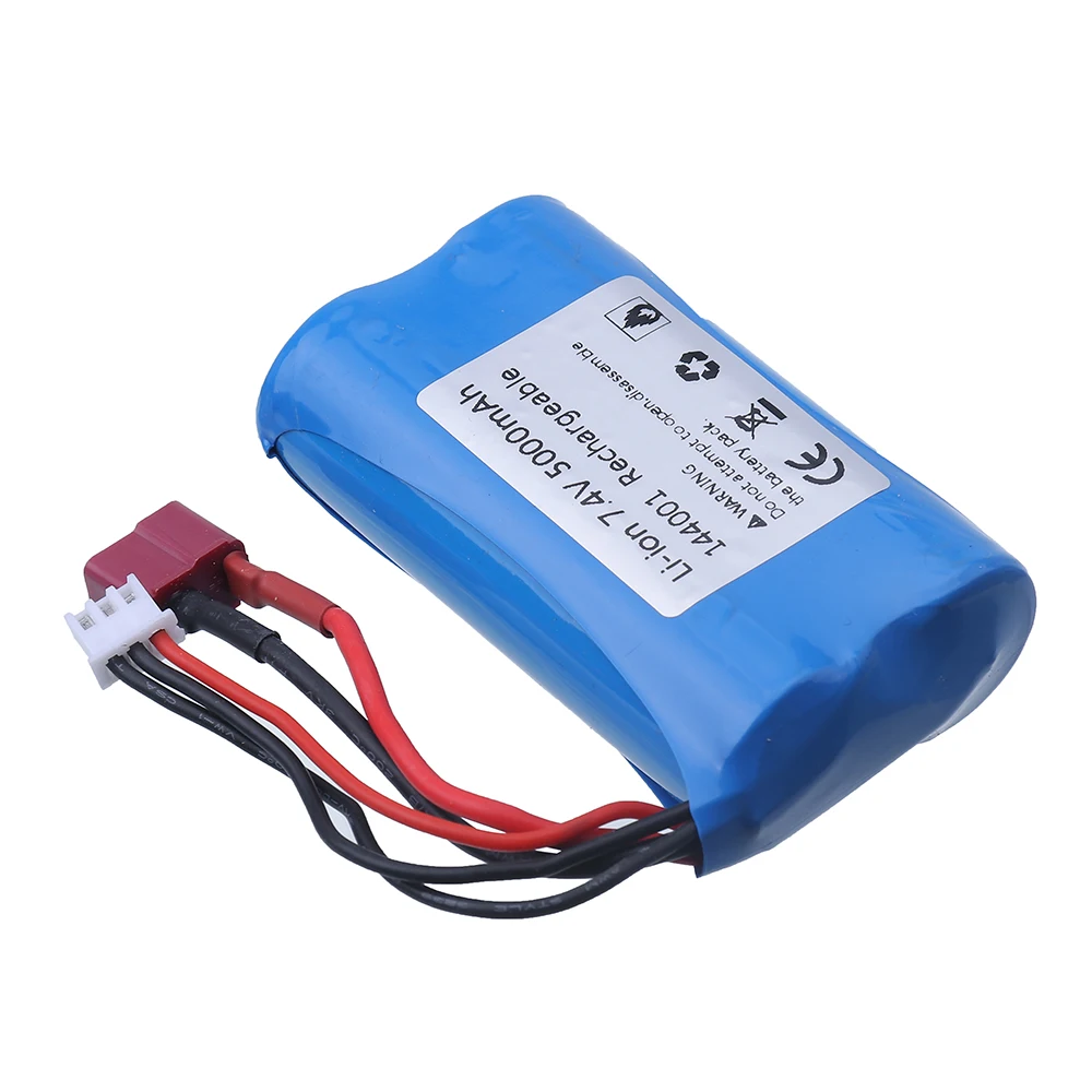 ( T plug ) 7.4V 5000mAh Li-ion Battery / USB Charger 2S For Wltoys 12428 144001 Off-road Racing Car Electric Toys Battery Parts