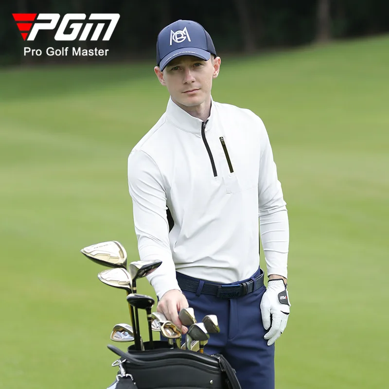 PGM Golf Clothing Men's Long Sleeve T-shirt Soft Skin Friendly Stand Up Collar Design Fashionable Sports Top