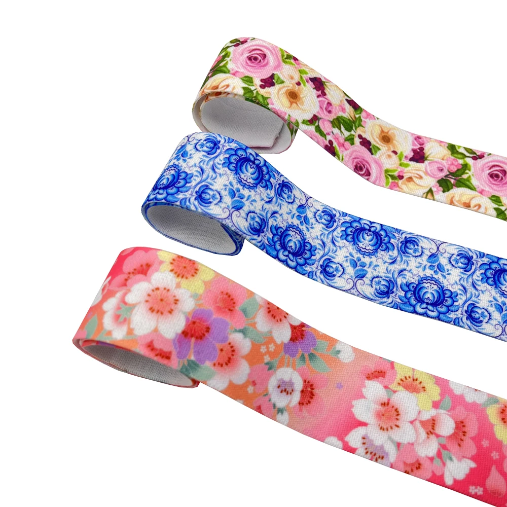 2/5/10 Meter/Lot 25MM 38MM Daisy Rose Flowers Print Elastic Strap Stripe DIY Garment Webbing Trouser Belt Sewing Accessories