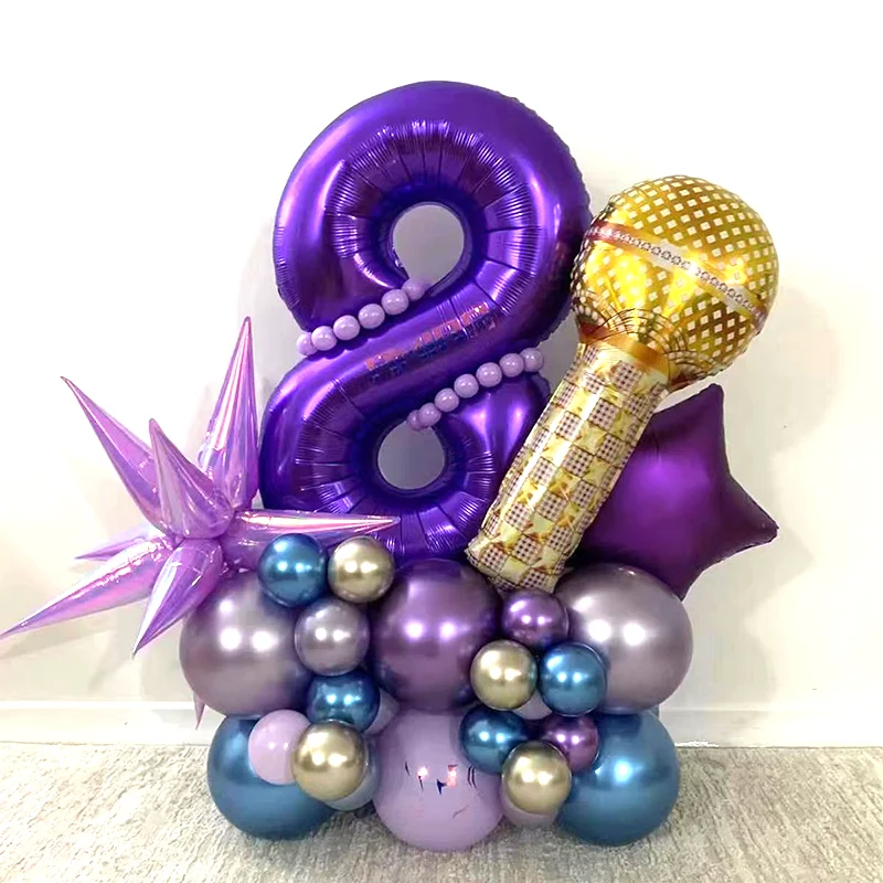 Lila Musiknoten-Thema Digitales Ballon-Set für Mädchen-Geburtstagsparty Babyparty Globos Fotografie-Requisiten