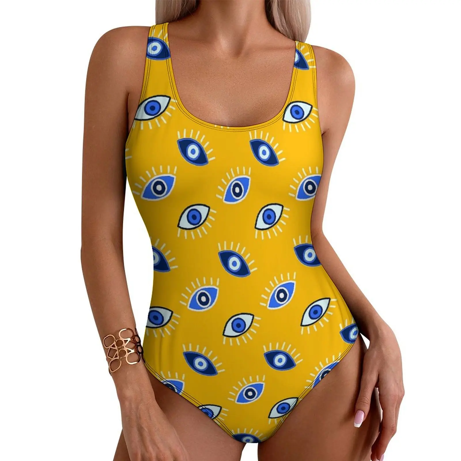 Evil Eye Swimsuit Greek Mati Mataki Push Up Swimwear One Piece Beach Monokini Bodysuit Sexy Design Beachwear Plus Size