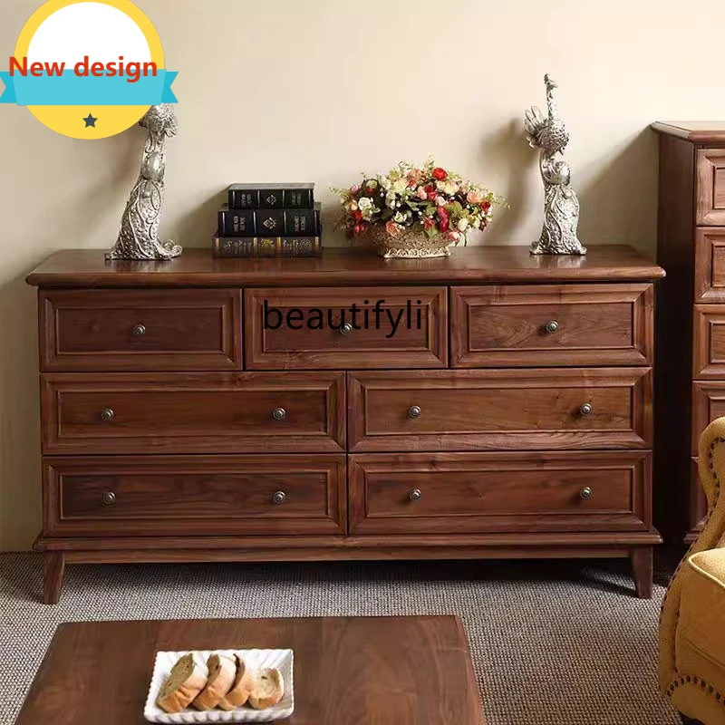 

A139 American Retro Chest of Drawers Living Room Storage Bedroom Bedside Cabinet Multi-Drawer Vintage Style Side Cabinet