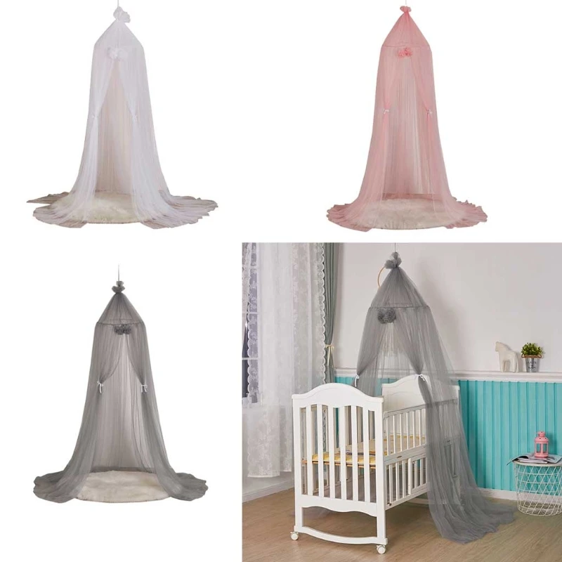 Bebé malla hilo cama dosel cuna mosquitera cortina cúpula colgante tienda decoración