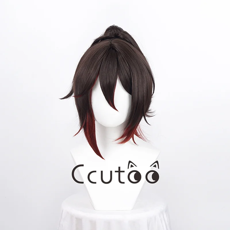 Honkai Star Rail Cosplay Game TingYun Wig Short Brownish-Red Gradient Synthetic Hair Halloween Costume Party Wig for Adult