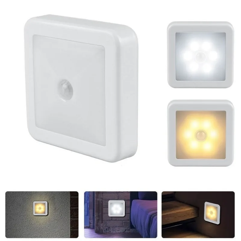 ไฟเซ็นเซอร์ LED ตรวจจับการเคลื่อนไหวตอนกลางคืนแบบอัจฉริยะชาร์จด้วย USB โคมไฟข้างเตียงใช้แบตเตอรี่สำหรับห้องโถง lampu penerangan rumah ในห้องน้ำ