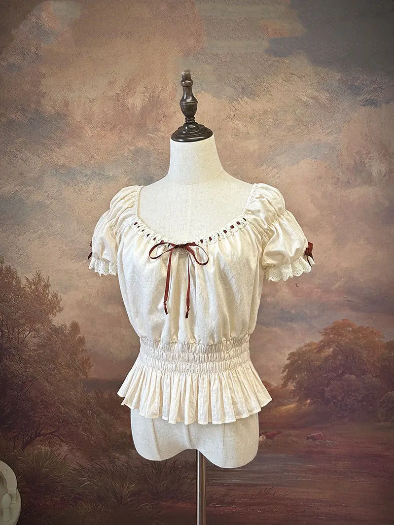 

Женские топы и блузки, лето 2021, блузки, новые японские милые милые повседневные рубашки, кружевные белые рубашки на шнурке, женские