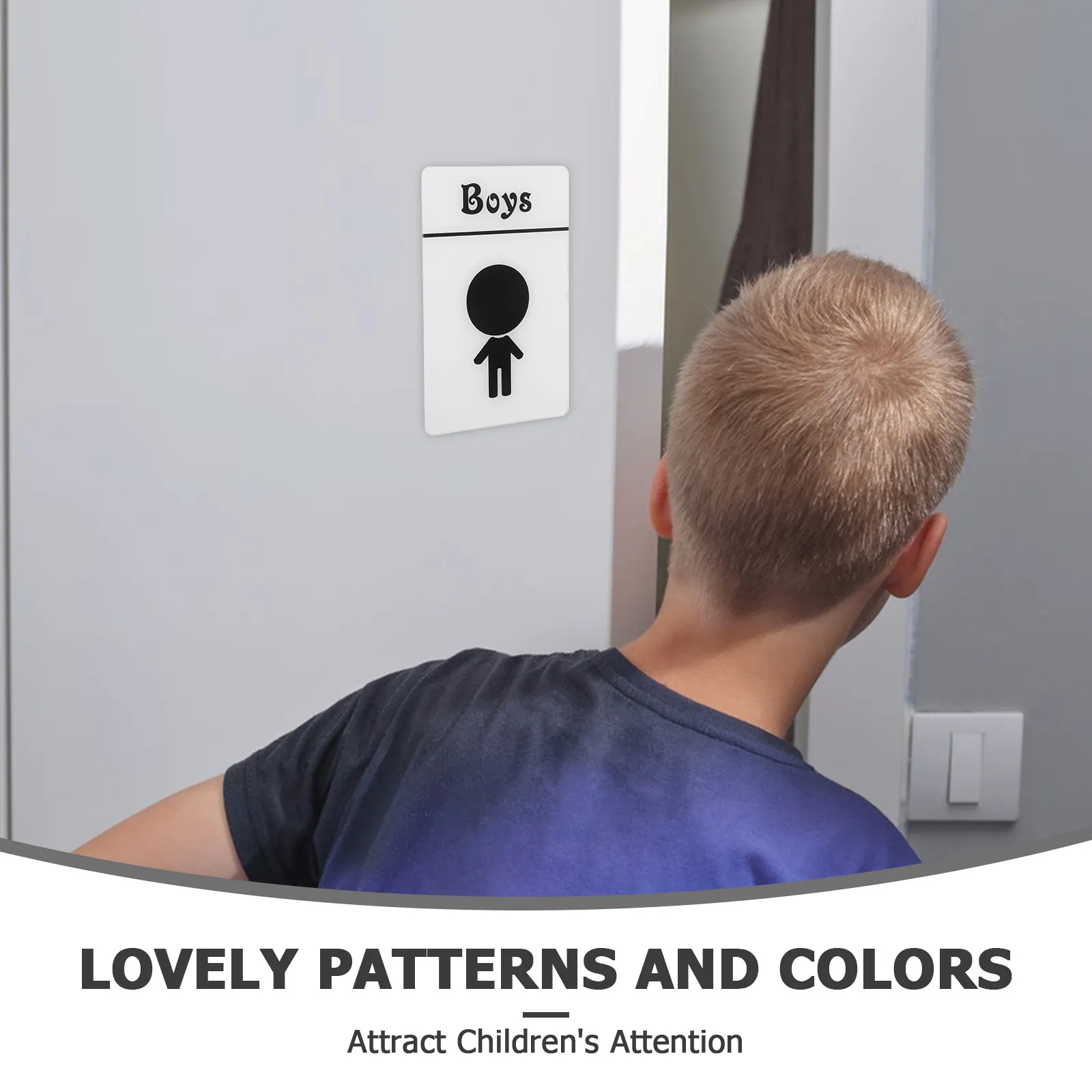 1 Pair Self-Adhesive Kids Bathroom Signs Gender Identification Restroom Labels for Daycare Nursery Fun Toilet Door Sign Stickers