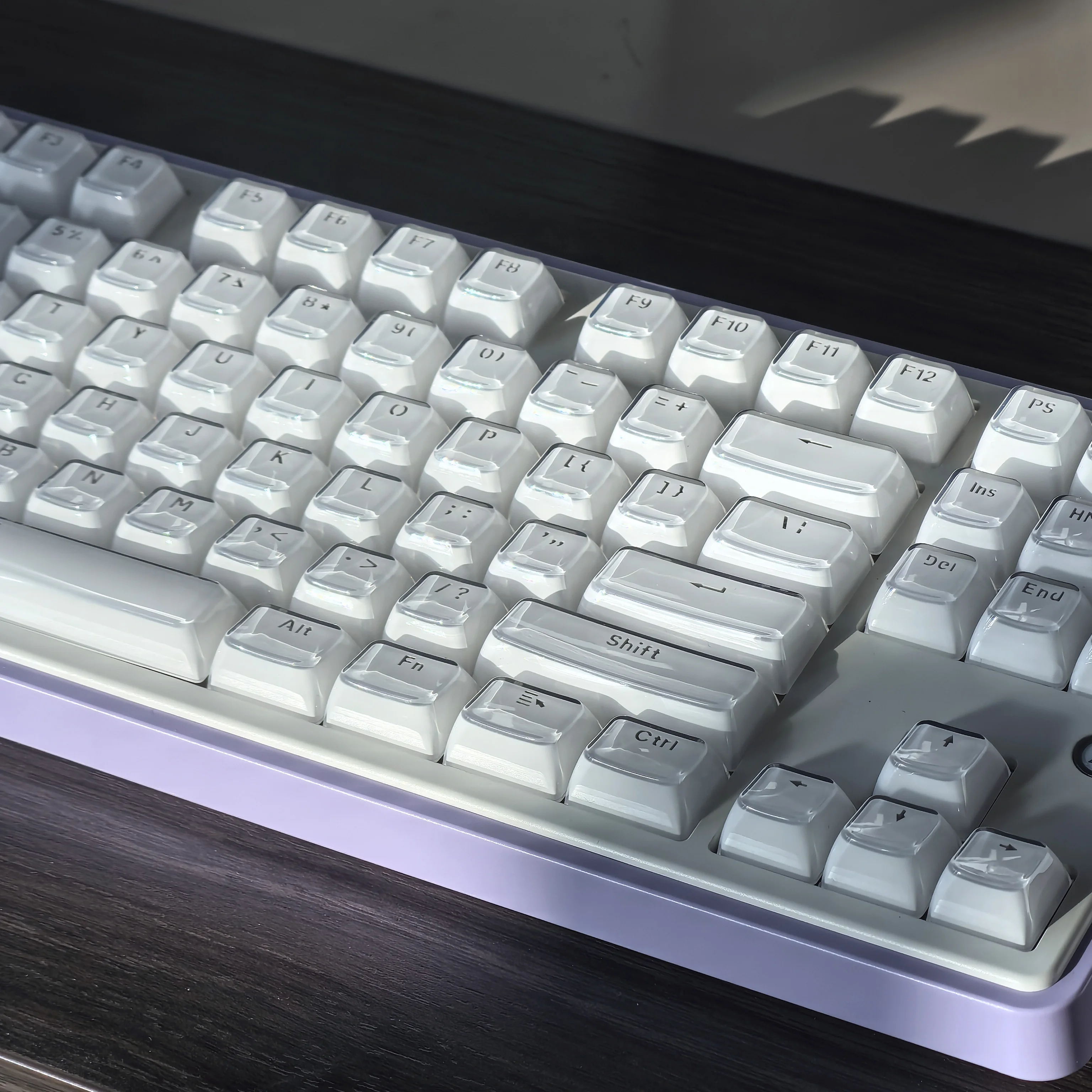 Teclas de gelatina con textura de cristal, teclas de teclado personalizadas translúcidas con carácter Oem, blanco, rosa, azul y morado, 136 teclas