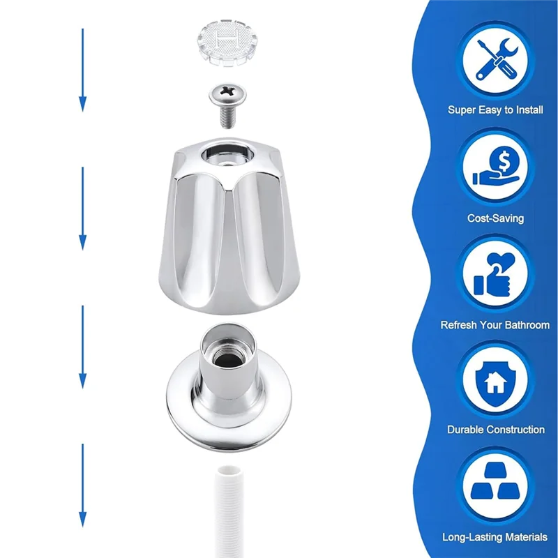 

A67P-Shower Knobs 3 Piece Replacement For Price Pfister Tub Shower Faucet Handle Remodel Trim Kit Include Hot Cold Diverter