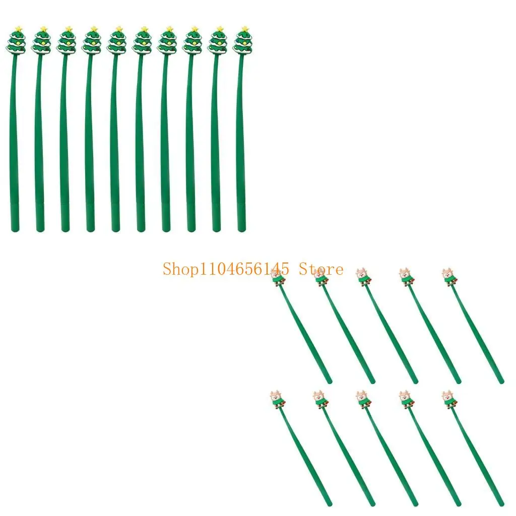 

5ASD 10PCS Рождественские мультипликационные гелевые чернила ручка рождественская елка Elk Santa Snowman ручки
