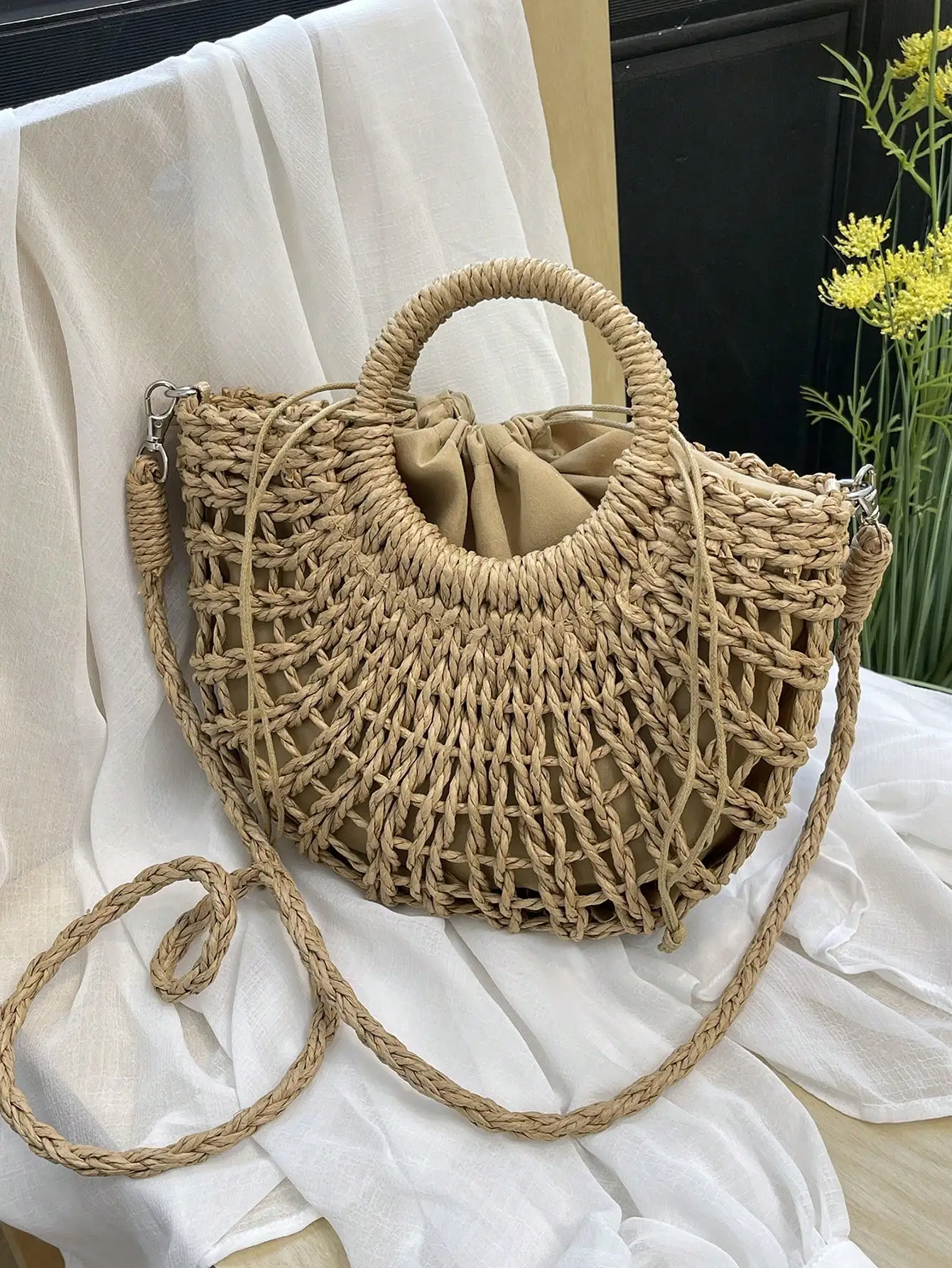 Bolso de mano con forma de med - Beach Bag Straw reseña y precio
