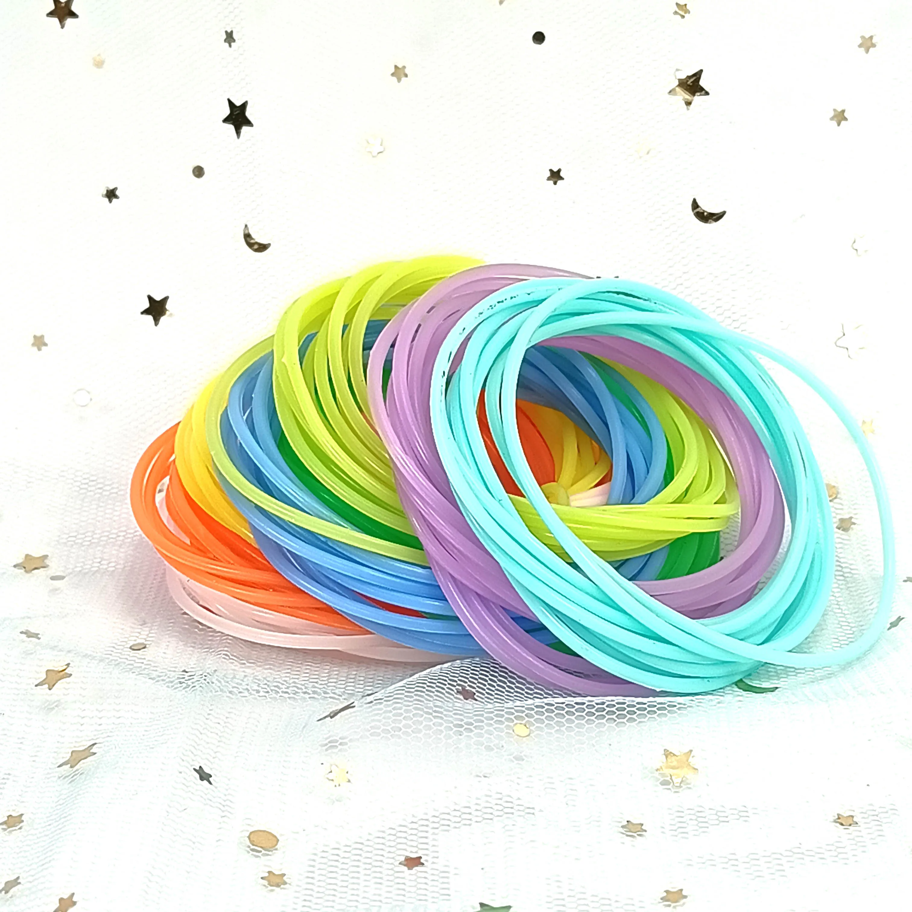 30 Piece Rainbow Shining Neon Jelly Bracelet, Retro Wristband, Women's Headband